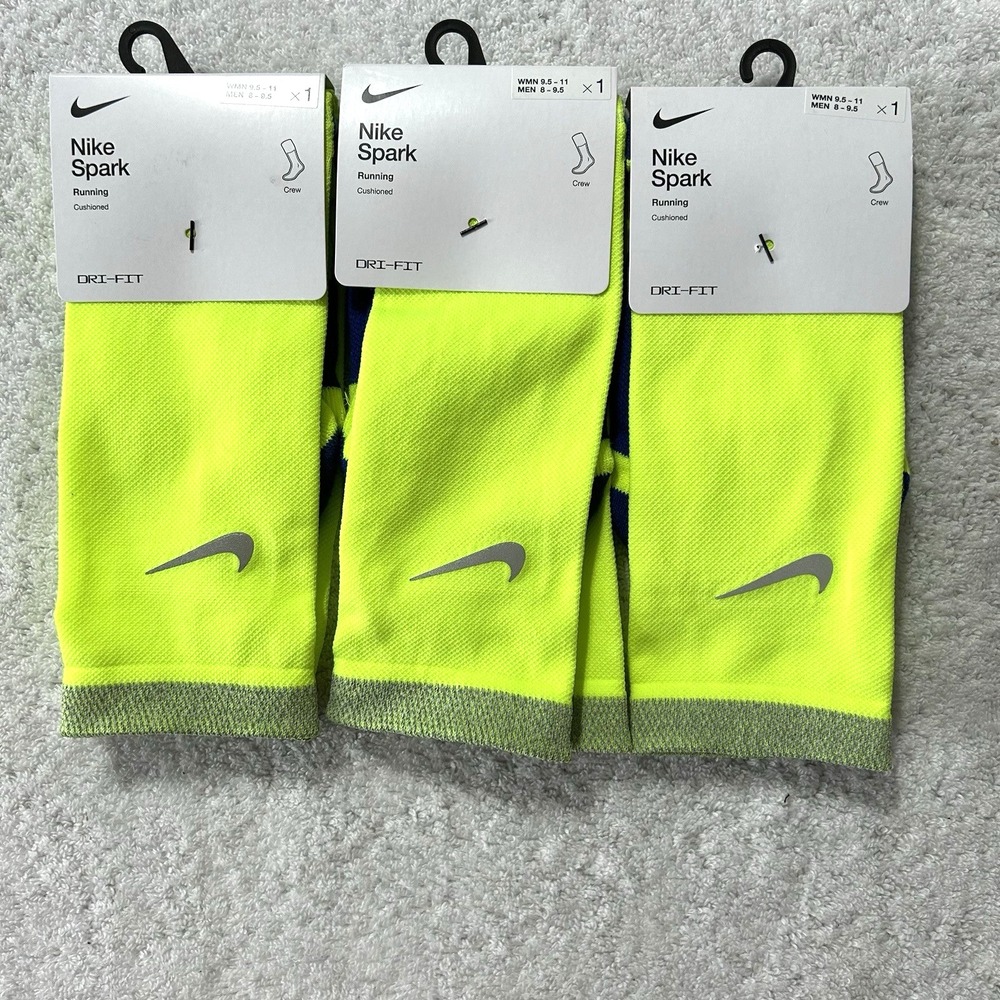 Nike Spark Men's 8-9.5 Yellow Lot of 3 Crew CU7200-300 Socks (SC)